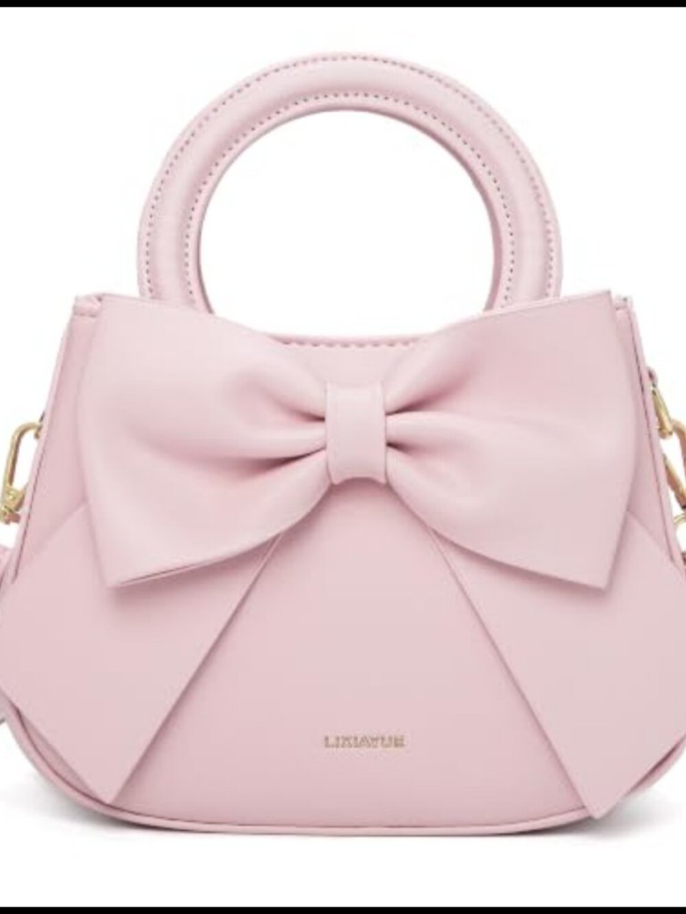 Vegan Leather Crossbody Bag Cute Bow Mini Purse Detachable Strap Women's Handbag